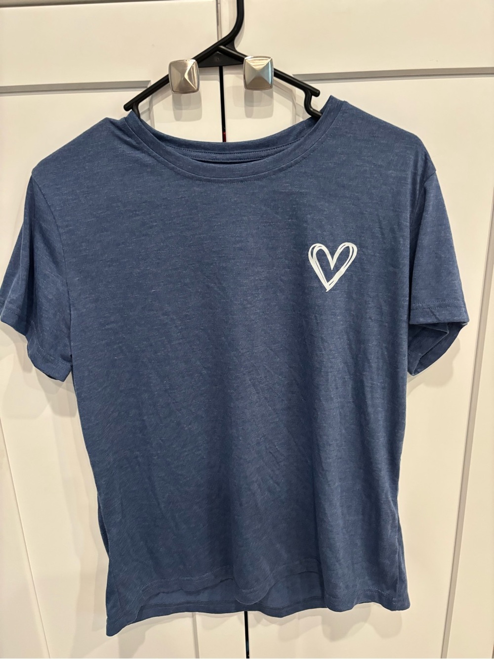 SHEIN Heather Blue Short Sleeve Tee with White Logo